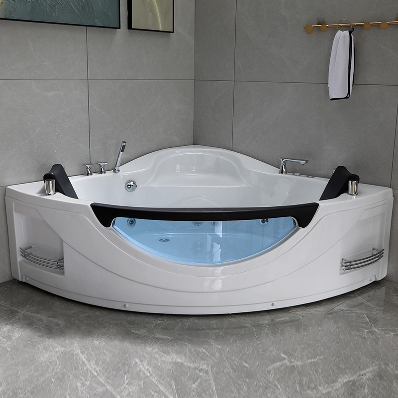 63 inch Corner Acrylic Whirlpool Jacuzzi Bathtub
