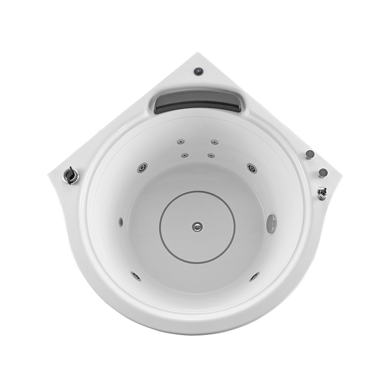 55 in. Round Whirlpool Corner Bathtub with 360 Waterfall colored LED lights