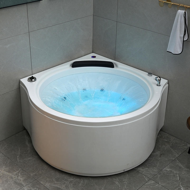 55 in. Round Whirlpool Corner Bathtub with 360 Waterfall colored LED lights