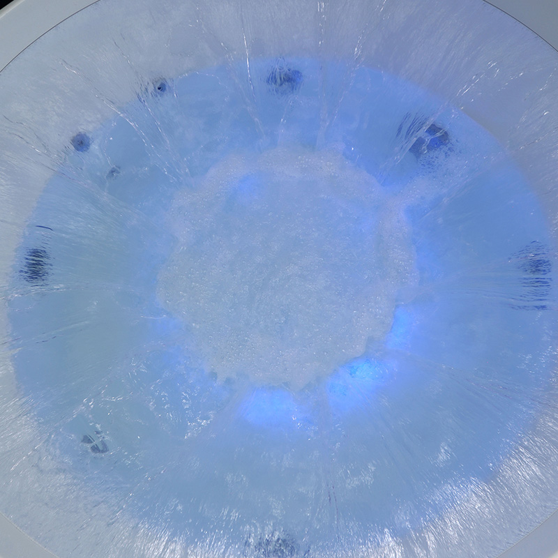 55 in. Round Whirlpool Corner Bathtub with 360 Waterfall colored LED lights