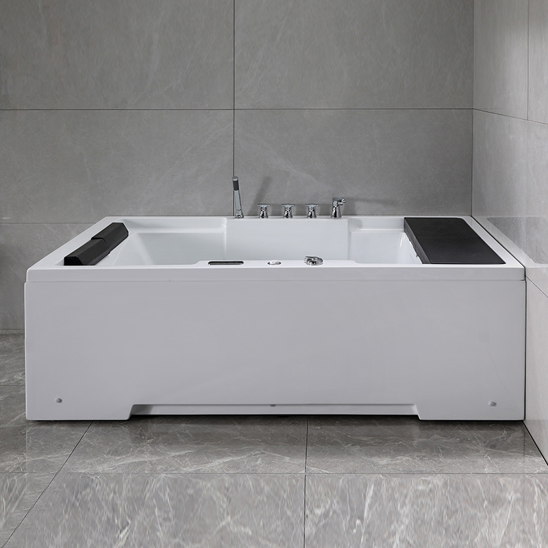 Large Rectangular Whirlpool Acrylic White Bathtub