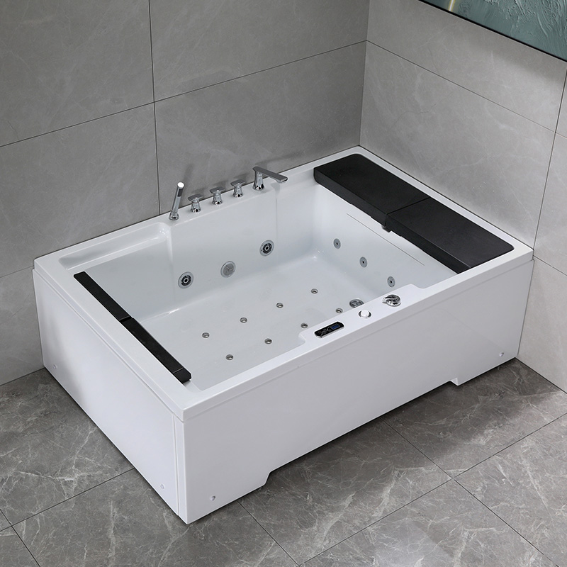 Large Rectangular Whirlpool Acrylic White Bathtub