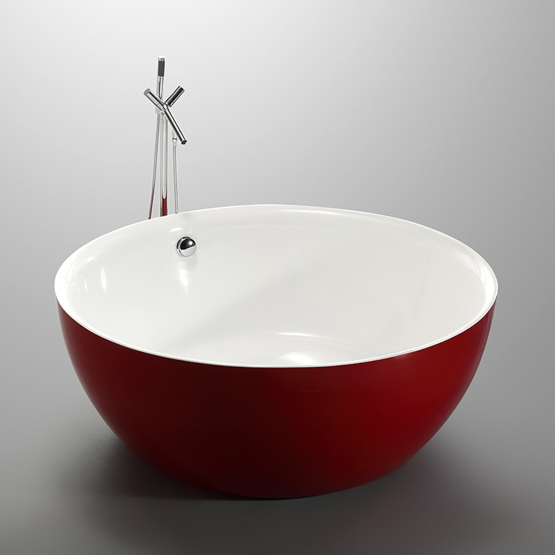 53“ 59” Red colored Round Acrylic Freestanding Tub