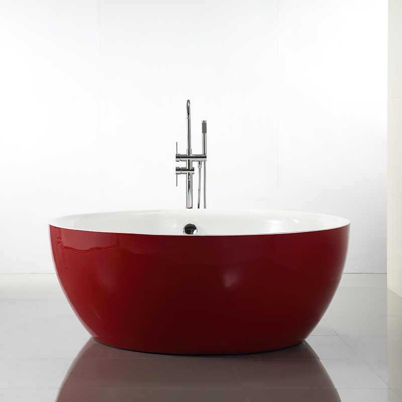 53“ 59” Red colored Round Acrylic Freestanding Tub