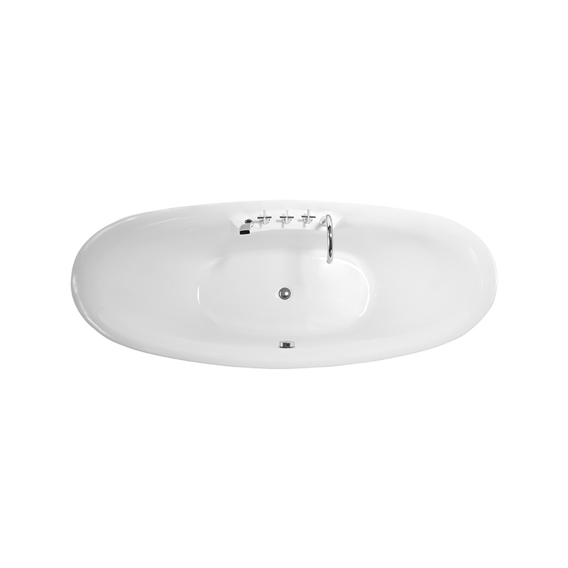 67 in. Double End Acrylic Freestanding Bathtub with Deck Mounted Faucet