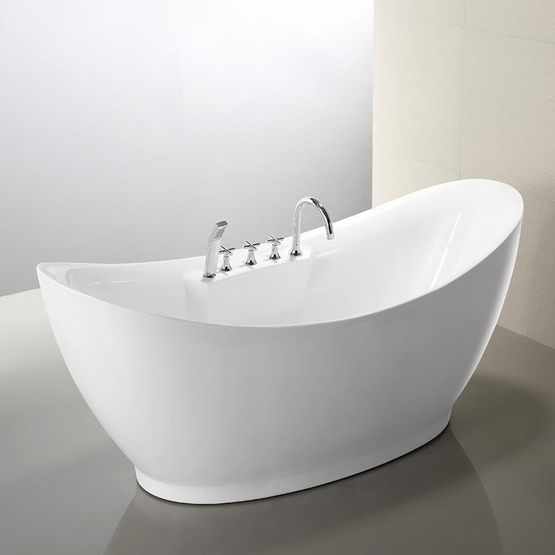 67 in. Double End Acrylic Freestanding Bathtub with Deck Mounted Faucet