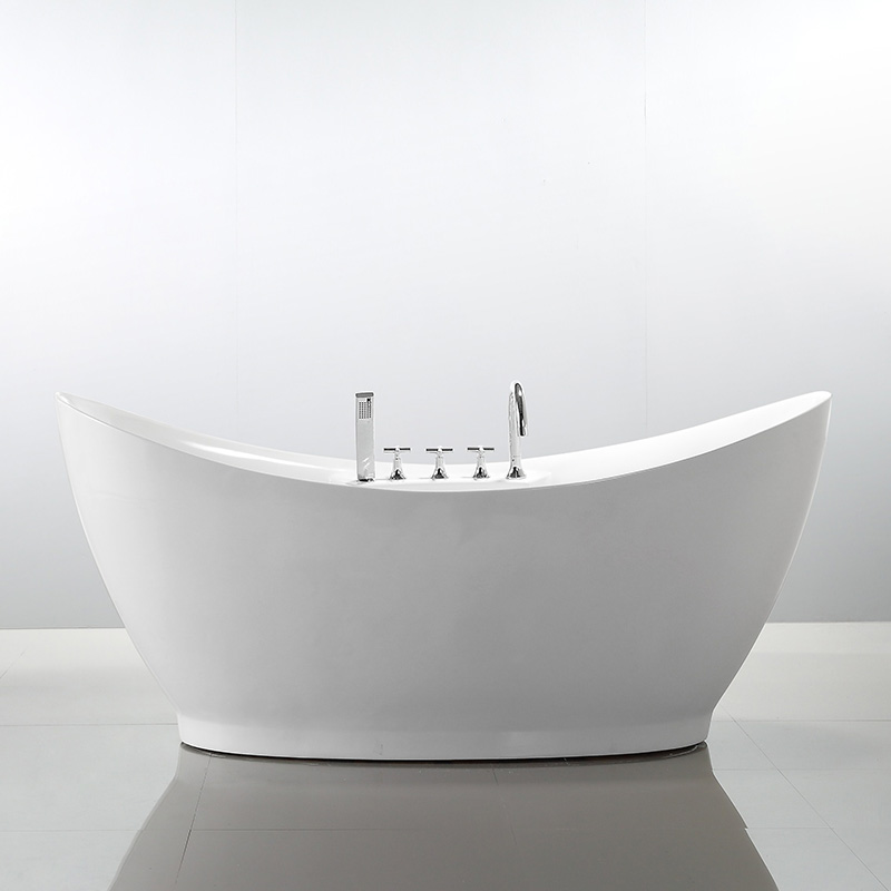 67 in. Double End Acrylic Freestanding Bathtub with Deck Mounted Faucet