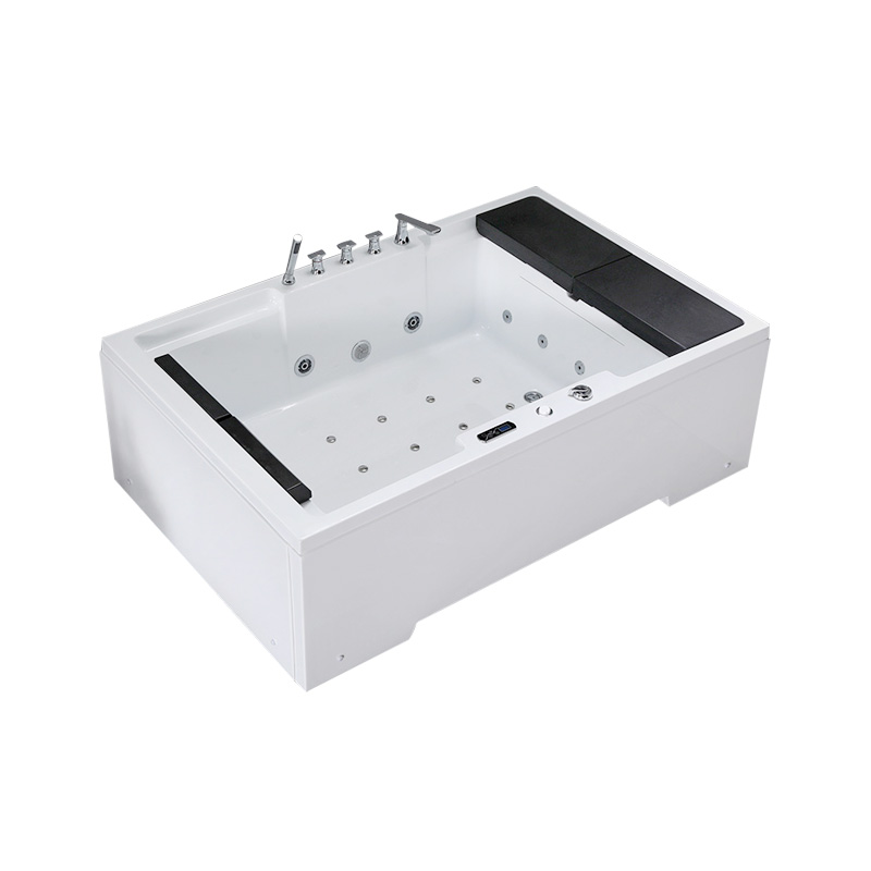 Large Rectangular Whirlpool Acrylic White Bathtub