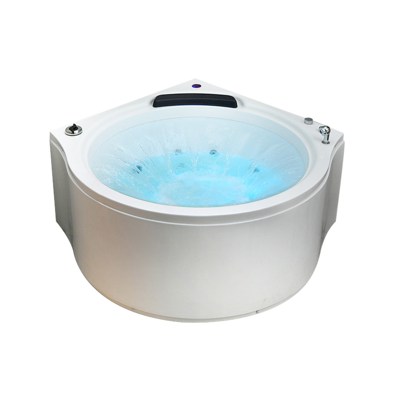 55 in. Round Whirlpool Corner Bathtub with 360 Waterfall colored LED lights