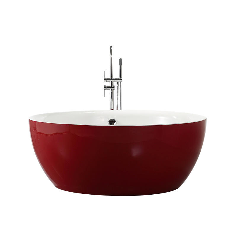 53“ 59” Red colored Round Acrylic Freestanding Tub
