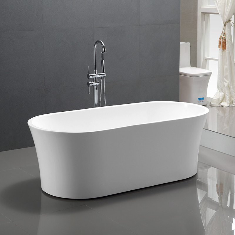 59” 63” 67” Oval Soaking Bathtub One Person Slotted Overflow Tub 6809